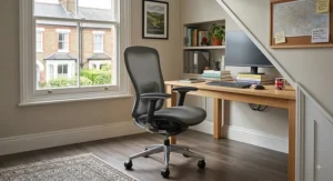 Space-saving compact ergonomic office chair suitable for a small UK home office or study nook