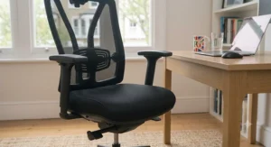 Premium executive ergonomic office chair with plush memory foam waterfall seat edge for all-day comfort.