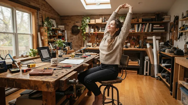 A comfortable draughtsman chair for standing desk supporting good posture during long working sessions.