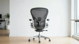 An economical task chair showing breathable mesh back support for daily working