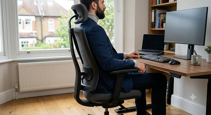 Adjustable ergonomic office chair with tailored lower back lumbar support for a tall person, ergonomic office chair for tall person