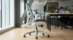 Operator chair for office featuring mesh ventilation
